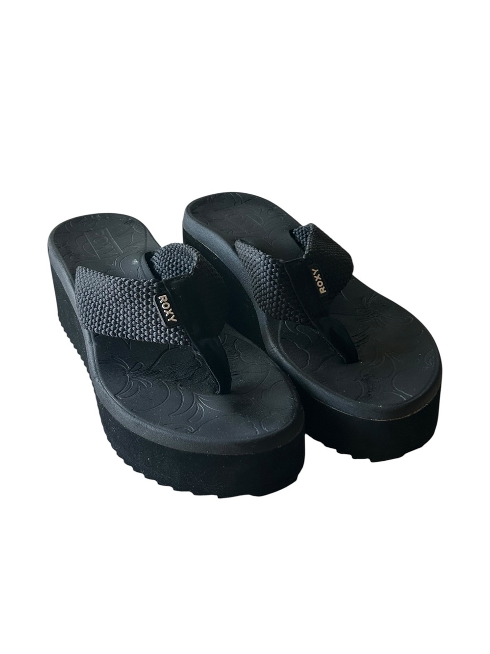 Roxy KALLI II Thick Platform Wedge Sandals Black Slip On Size 11 - Picture 2 of 14